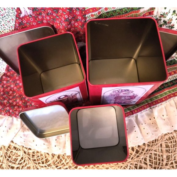 SET/3 Santa Tins, Square Graduating Tins, Santa in Toy Workshop, Santa Gifts - Picture 8 of 9